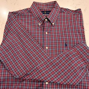 Ralph Lauren Men’s Oxford Button Down‎ Plaid Shirt Long Sleeves Size Large